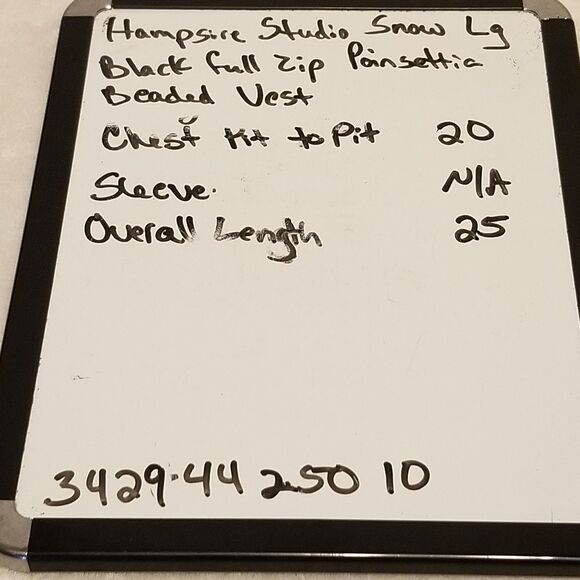 Hampshire Studio Snow L Sweater Vest Full Zip Poinsettia Christmas Holiday Vtg - Picture 7 of 7